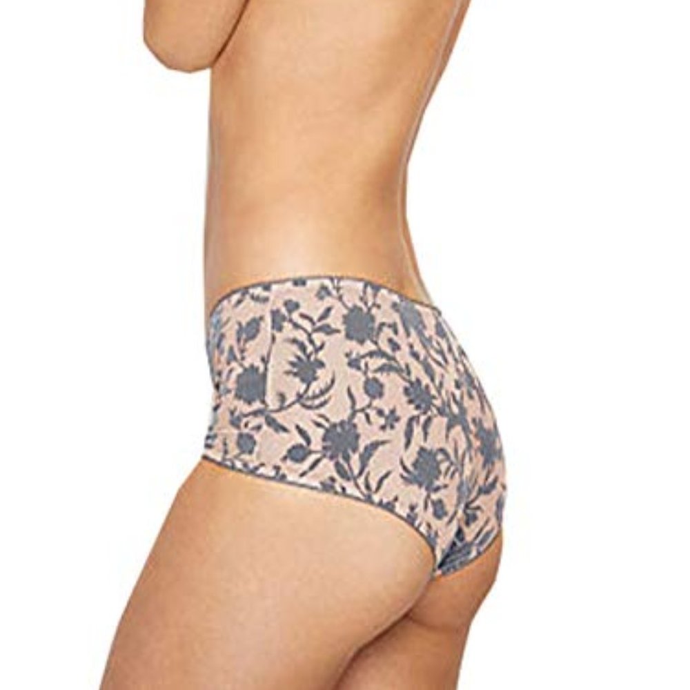 Gray Velvet Floral & & Nude Mesh Shortie Panty L